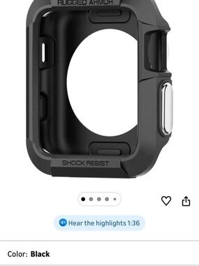 Rugged Armor Shock Resist Protective Case for Smartwatch - Black